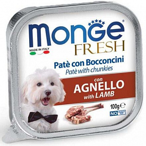 MONGE FRESH - pasztet i kawałki z jagnięciną 100 g dla psów MONGE FRESH - pasztet i kawałki z jagnięciną 100 g dla psów
