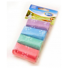 Torebki DUVO+ na psie odchody kolorowe z łapkami 4 x 20 szt.