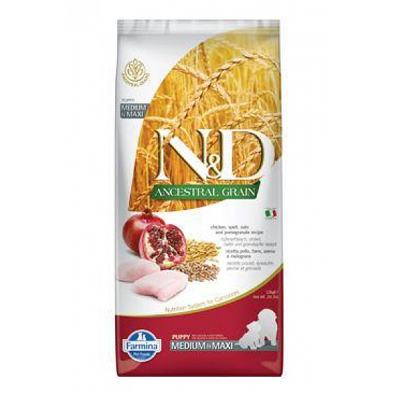 N&D LG DOG Puppy M/L Kurczak & Granat 12kg