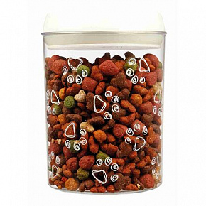 Plastowy pojemnik na karmę i smakołyki 1,5 l / o 12 × 17,5 cm przezroczysty