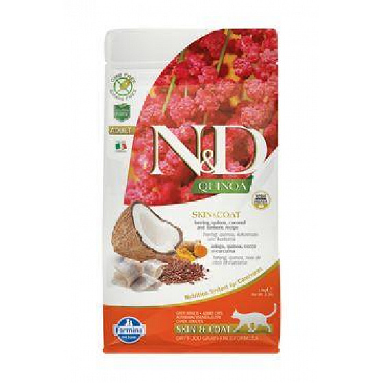 N&D Quinoa CAT Skin & Coat Śledź & Kokos 1,5kg