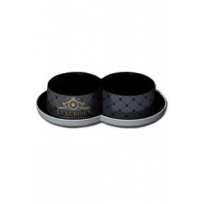 Miska plastikowa LUXURIOUS double czarna 2x350ml