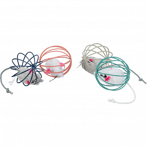 Pluszowa mysz w okrągłej kolorowej klatce 6 cm