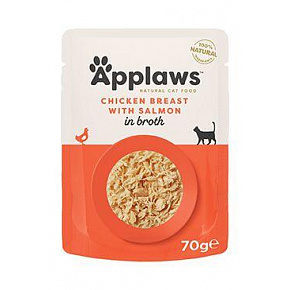 Applaws Cat saszetka Adult Broth pierś z kurczaka z łososiem 70g