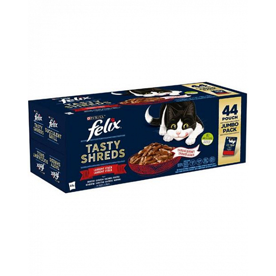 Nestlé FELIX Tasty shreds cat Multipack kurczak&wołowina&kaczka&indyk w sosie saszetka 44x80 g