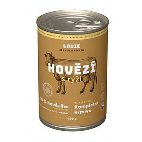 Louie Dog konserwa. Wołowina z ryżem i prebiotykami 400g