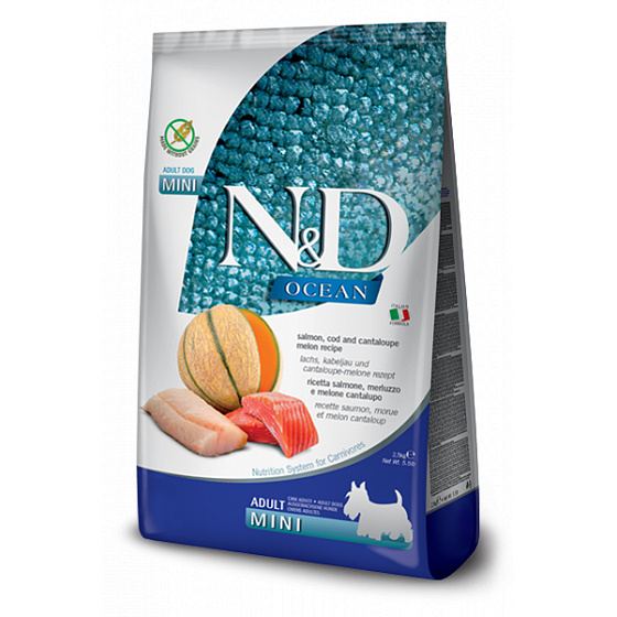 N&D OCEAN DOG Adult Mini Łosoś & Dorsz & Melon 7kg
