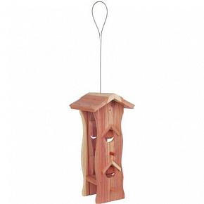 Drewniany karmnik z drewna cedrowego i pleksi, z podestem