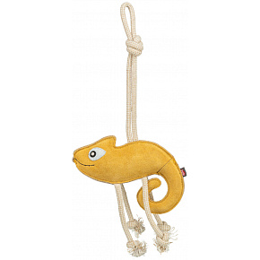 Chamelion - kameleon na linie, 45 cm, zabawka dla psów, 100% prawdziwa skóra/lina, żółta