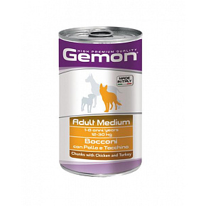 GEMON konserwa dla dorosłych psów średnich ras kurczak i indyk 1250 g