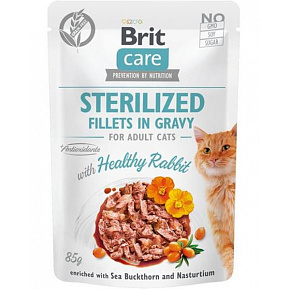 Brit Care cat Saszetka Sterilized Fillets in Gravy with Healthy Rabbit 24 x 85 g