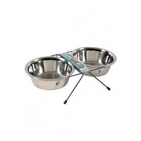 Miska nierdzewna stojak + 2 miski pies STEEL 1,3l Zolux