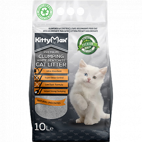 KITTYMAX zbrylający się, bezpyłowy biały bentonit 10 l