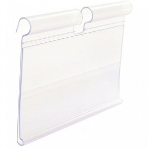 Uchwyt na cenówki na haczyk, 7 x 3,9 cm, przezroczysty