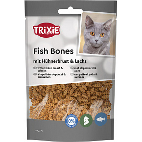 Fish Bones, kostki rybne z piersią kurczaka i łososiem, 50 g Fish Bones, kostki rybne z piersią kurczaka i łososiem, 50 g