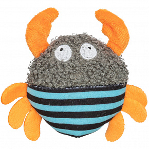 Krab z kocimiętką, pluszowa zabawka dla kotów, 9 cm, szary/pomarańczowy/turkusowy