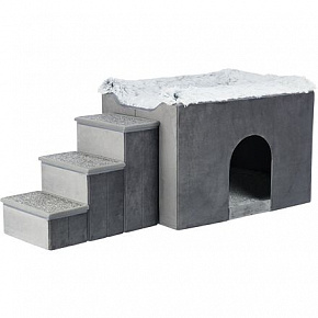 Wewnętrzna budka HARVEY ze schodkami 119x47×50 cm, przestrzeń do przechowywania, szara