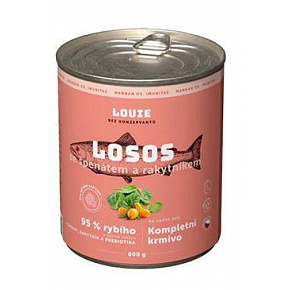 Louie Dog konserwa. Łosoś z rokitnikiem.szpinakiem, prebiotykami 800g