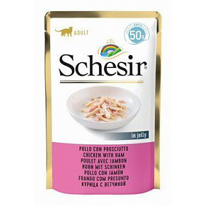 Schesir Cat saszetka Adult kurczak/szynka 50g