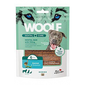 WOOLF Dental Care Bar z mięsem strusia i wodorostami 108g/6szt WOOLF Dental Care Bar z mięsem strusia i wodorostami 108g/6szt