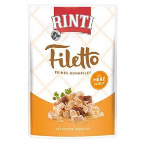 Rinti Dog Filetto saszetka kurczak+serca drobiowe w galarecie 100g Rinti Dog Filetto saszetka kurczak+serca drobiowe w galarecie 100g