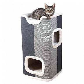Cat Tower JORGE z legowiskiem, szary z beżowym futrem 78cm
