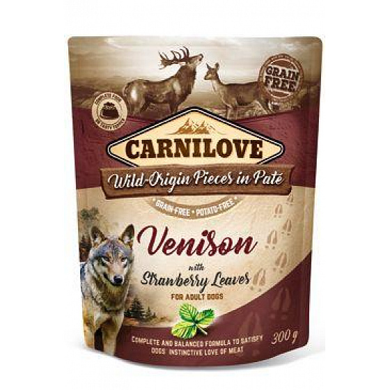 Carnilove Dog Pouch Pasztet z Jelenia i Truskawki 300g