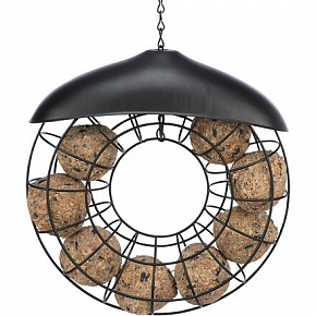 Podajnik WIANEK z daszkiem na 8 kul tłuszczowych, o wymiarach 24 × 8 cm, czarny