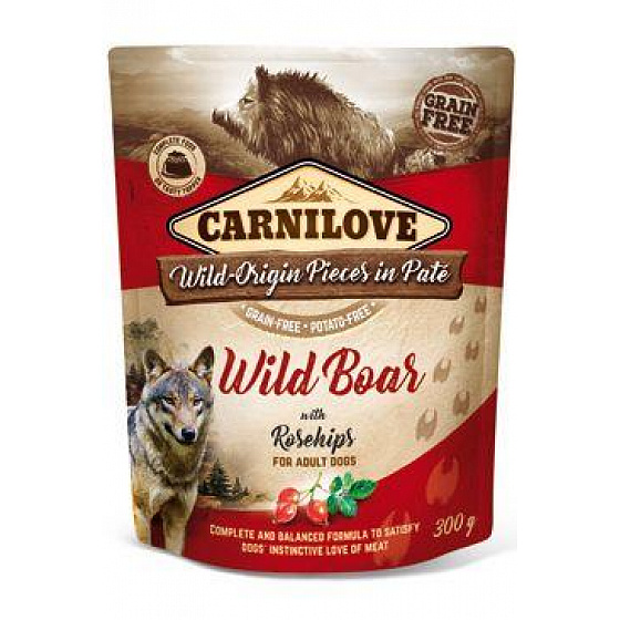 Carnilove Dog Pouch Pasztet z Dzikiego Dzika i Dzika Róża 300g
