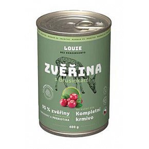 Louie Dog konserwa. Dziczyzna z żurawiną i prebiotykami 400g