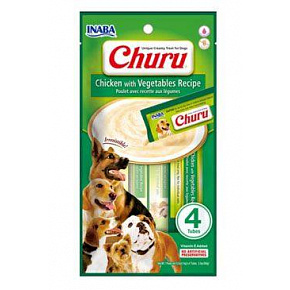 Przysmak Inaba Churu Puree dog Kurczak z warzywami 4 tubki 56 g Przysmak Inaba Churu Puree dog Kurczak z warzywami 4 tubki 56 g
