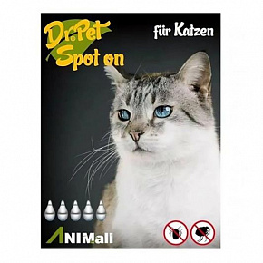 Dr.Pięć pipet spot-on dla kotów 5 x 1 ml (spot-on środek odstraszający kleszcze i pchły dla kotów)