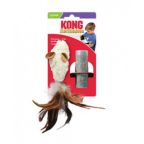 Zabawka Kong Cat Refillables Feather Mouse Napełniana myszka z kocimiętką i piórami, poliester