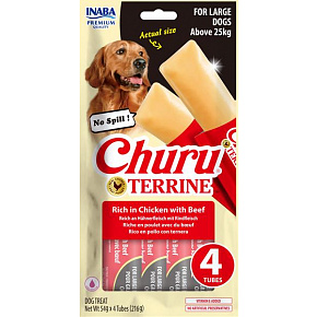 Churu Dog Terrine kuřecí s hovězím plemena L 4x54g