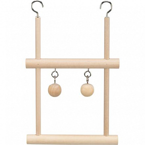 Podwójna drewniana huśtawka z kulkami 12x20cm