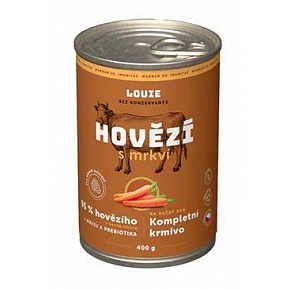 Louie Dog konserwa. Wołowina z marchewką i prebiotykami 400g