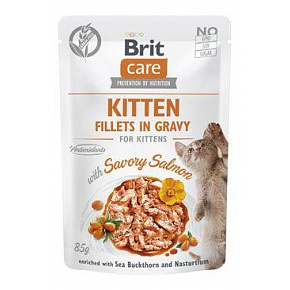Brit Care Cat Fillets in Gravy Kitten Savor.Łosoś 85g