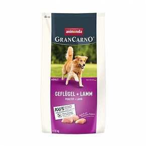 GranCarno Dog DryFood Adult z drobiowym i jagnięcym mięsem, 12kg