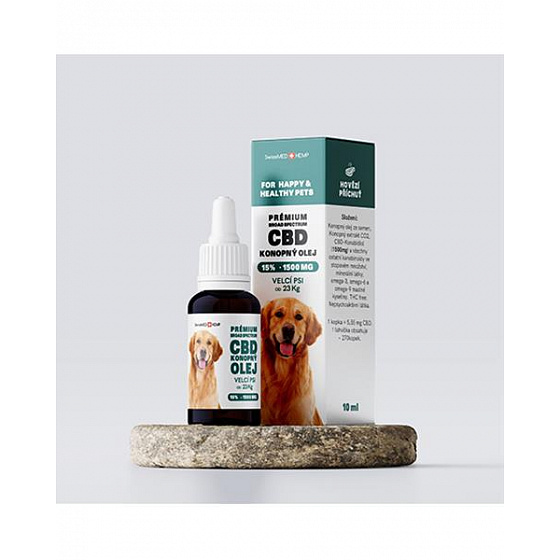 Olej konopny CBD 15% 10 ml (270 kropli) dla dużych psów od 23 kg