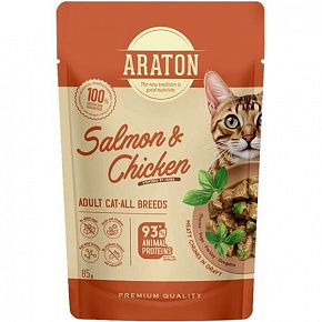 ARATON cat adult SASZETKA mokra łosoś&kurczak 85 g ARATON cat adult SASZETKA mokra łosoś&kurczak 85 g