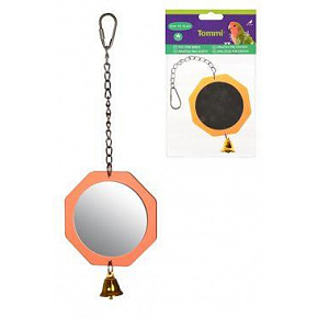 Zabawka dla egzotów lusterko okrągłe z dzwonkiem