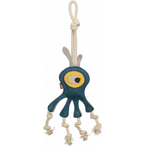 Monster - potworek na linie, 47 cm, zabawka dla psów, 100% prawdziwa skóra/lina, naftowy