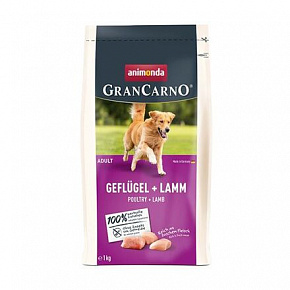 GranCarno Dog DryFood Adult z drobiowym i jagnięcym mięsem, 1kg