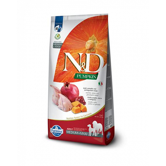 N&D Pumpkin DOG Adult M/L Przepiórka & Granat 12kg