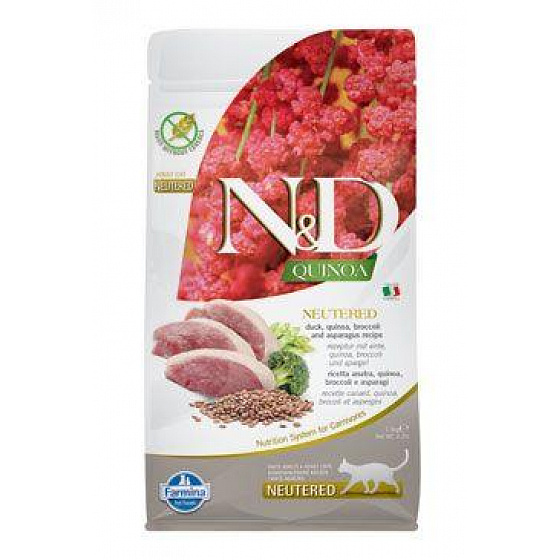 N&D Quinoa CAT Neutered Duck &Brokuły&Szparagi 1,5kg