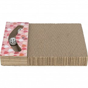 Drapak kartonowy VALENTINE, z piłeczkami z kocimiętką, 38 x 5 x 30 cm, łososiowy - OFERTA LIMITOWANA