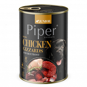 NEW PIPER JUNIOR z żołądkami drobiowymi i burakami, konserwa dla szczeniąt, 400 g
