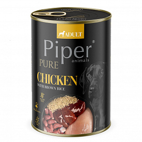 NEW PIPER PURE kurczak z brązowym ryżem, puszka dla psów, 400 g