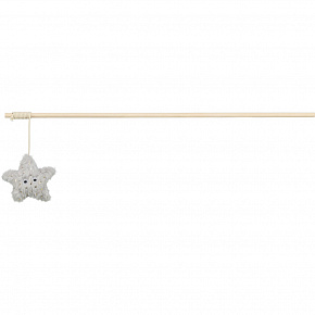 Vánoční hrací prut s hvězdičkou a catnipem,  48 cm, plyš/dřevo, šedá
