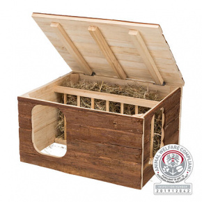 Natural Living naturalne drewno. domek HILKE z żłóbkiem 40x23x32 cm